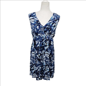 Mudd Floral Tie Dye Beach Dress Coverup Blue/White Coastal Rayon Womens XL